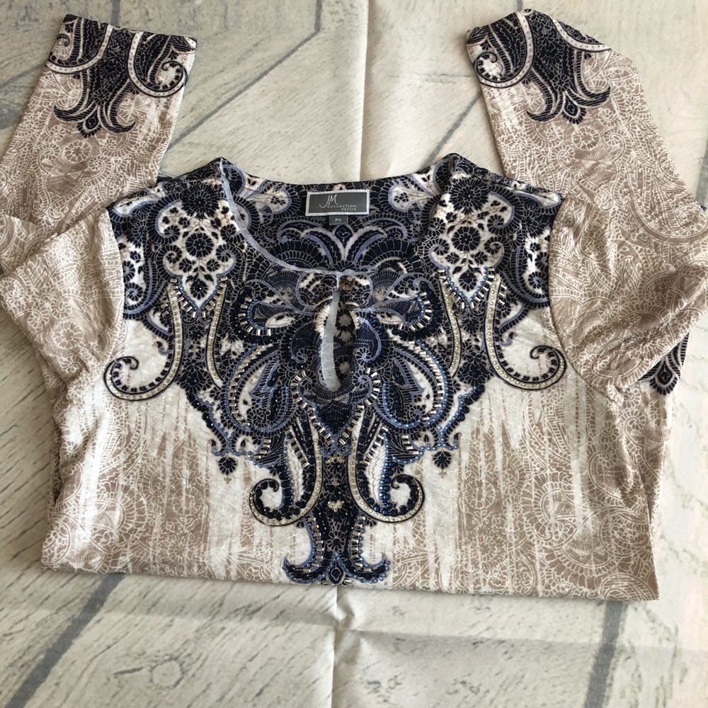 Rhinestoned 3/4 Blouse